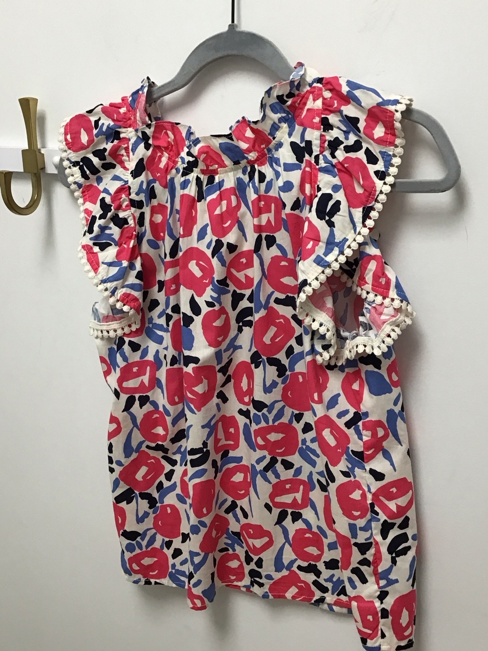 Thml Girls Summer floral Ruffle Top in Pink, Blue & Black Floral Print